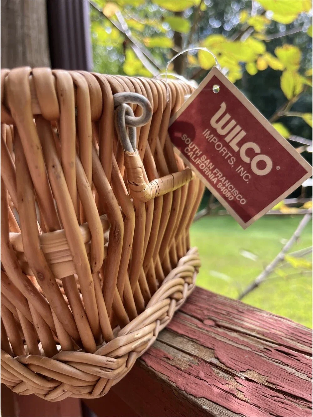 Vintage Wilco Imports Square Wicker Basket NWT Deadstock Boho Storage Handles